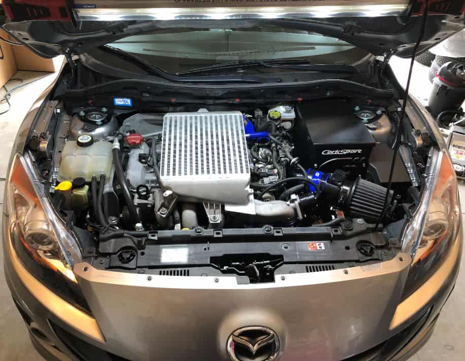 2013 Mazdaspeed 3 Engine bay with TMIC, SRI and Turbo inlet pipe, CST4