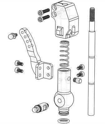 CorkSport's CAD drawing of the Mazdaspeed 3 2-way adjustable short shifter.