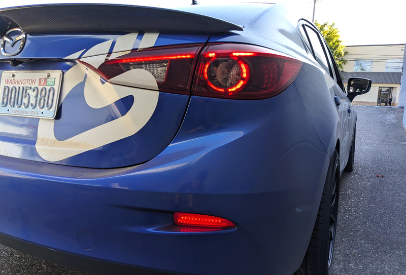 2014-2018 Mazda 3 Rear Bumper LED Lights installed