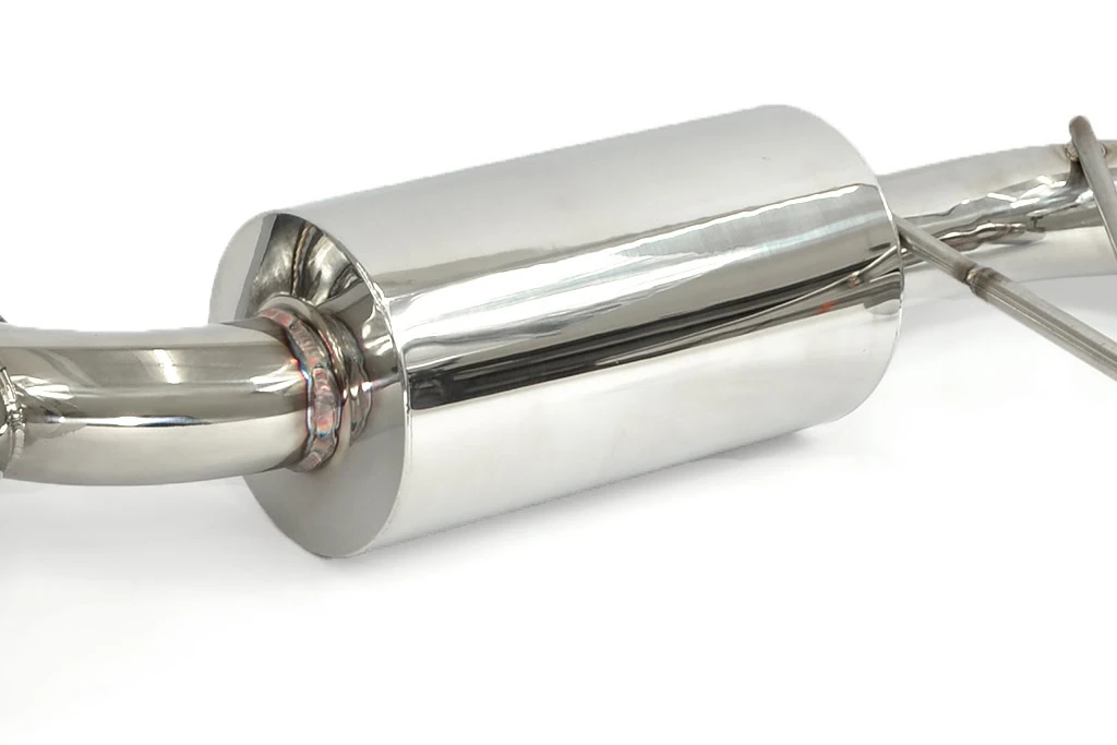 A 2014-18 Mazda3 axle back exhaust for Sedans by CorkSport.