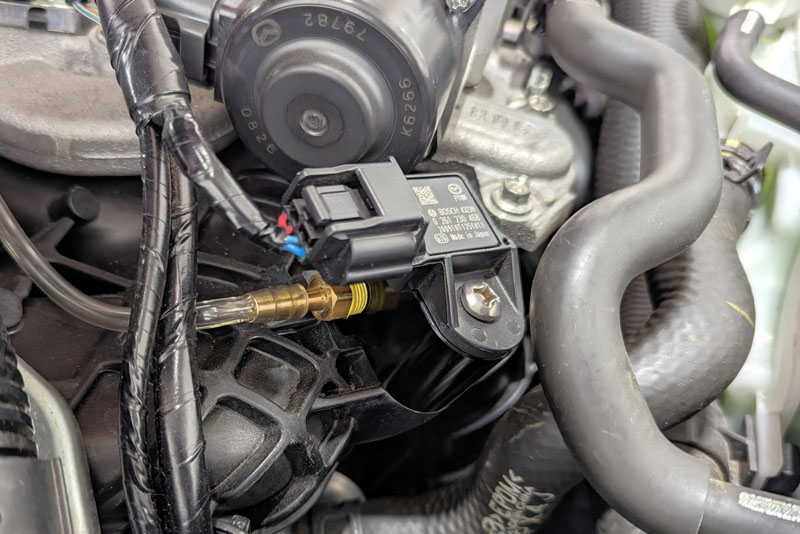 The Mazda 3 Turbo 4th Gen Boost Reference Adapter with Map sensor installed