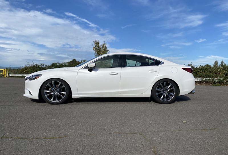 White Mazda 6 with new lowering springs