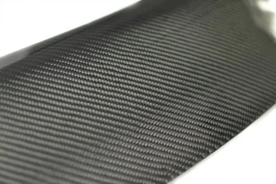 A closeup view of the weave of the carbon fiber spoiler.