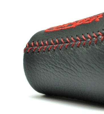 The stitching on our leather, Mazda shift knob is carefully crafted.