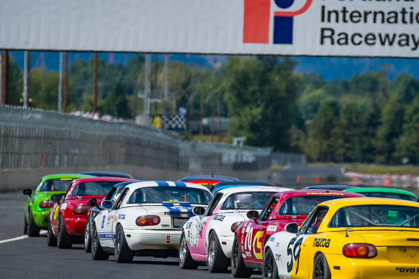 Racing at the Portland International raceway with Spec Miatas