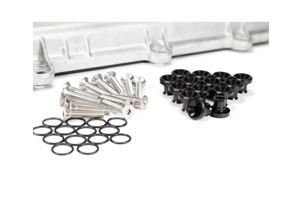 Mazdaspeed valve cover hardware kit black with raw stainless bolts