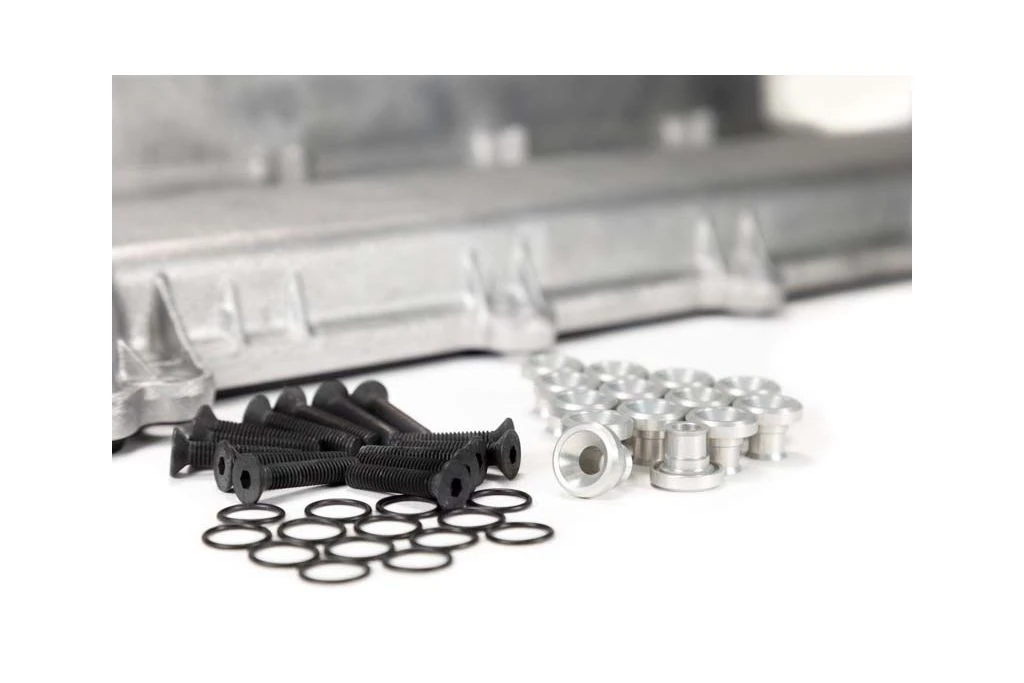 Mazdaspeed valve cover hardware kit raw aluminum with black stainless bolts