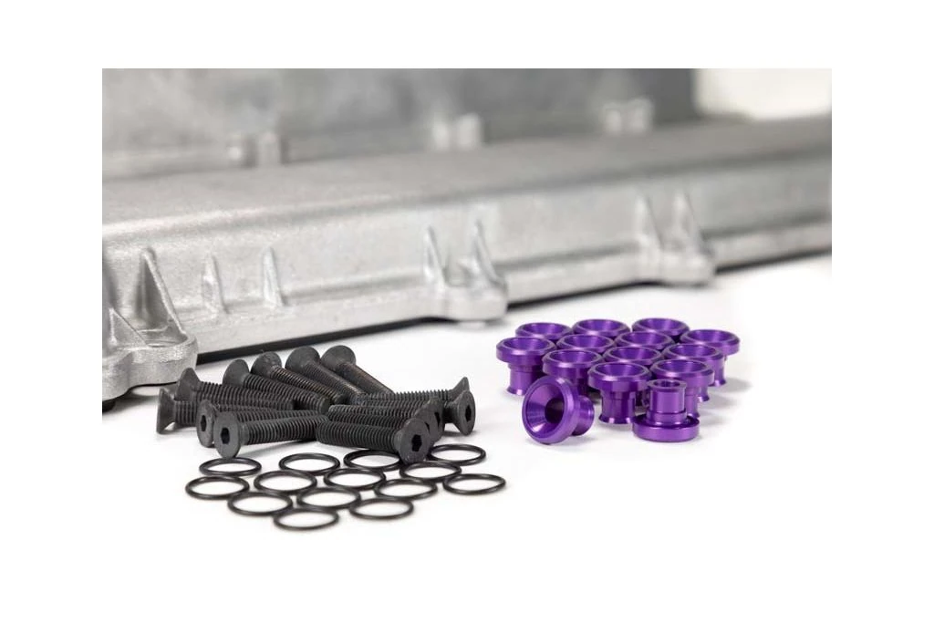 Mazdaspeed valve cover hardware kit purple with black stainless bolts