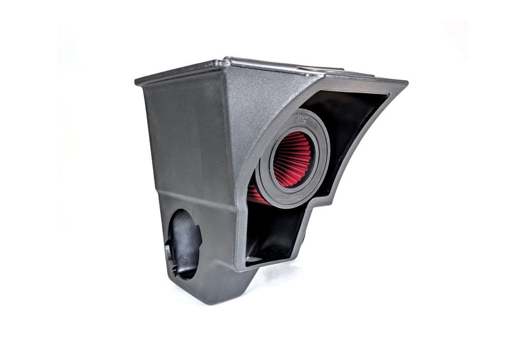 The CS Cold Air Box uses an acrylic panel to provide a stylish view of the filter which also allows for quick checks for filter debris without disassembly