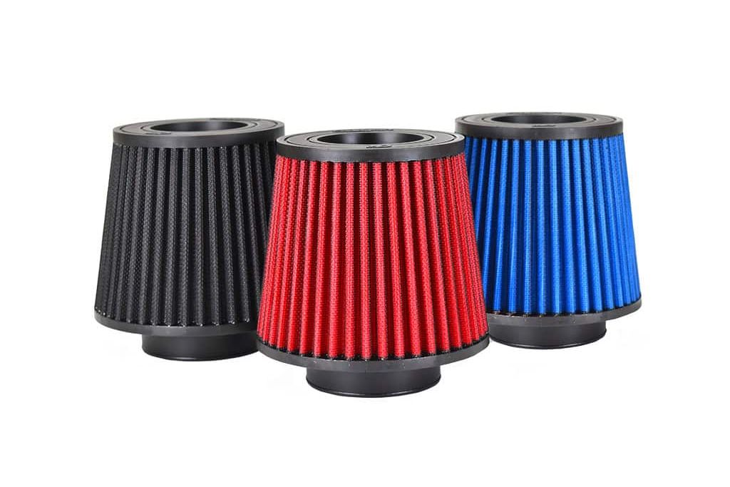 Dry flow media  filters in red blue and black