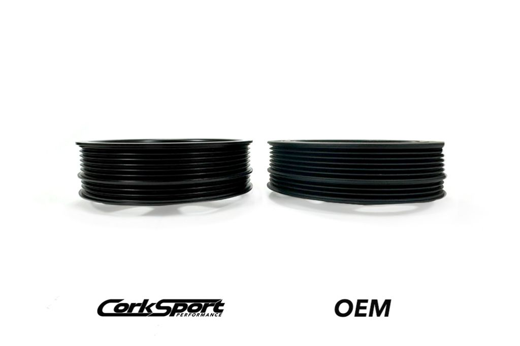 Crankshaft pulley is the Same height as OEM but weighs less