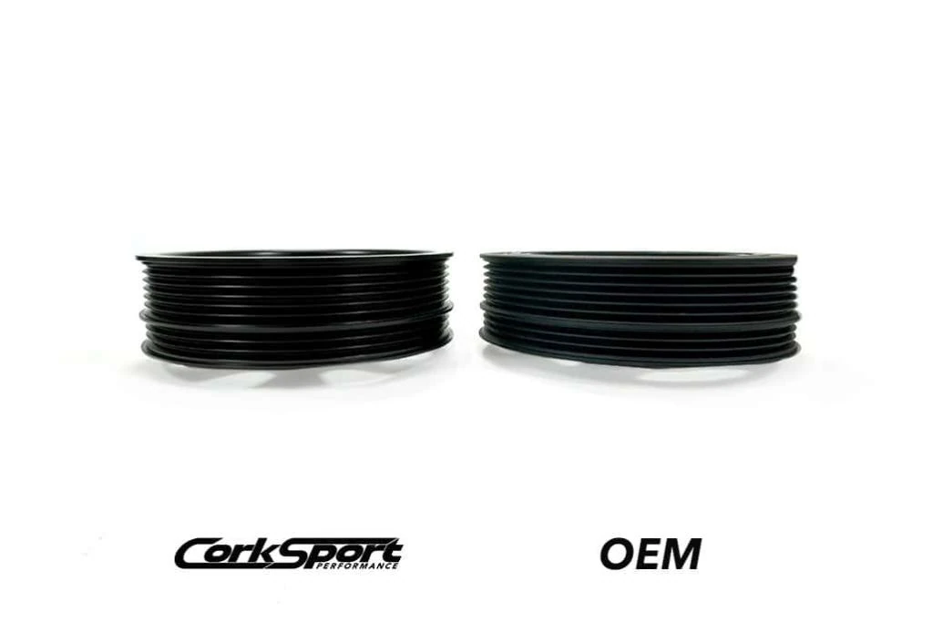 Light weight crankshaft pulley side by side comparison