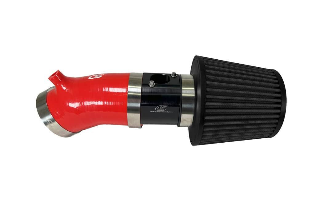 Short ram intake with red silicone and black filter for the Mazda 3 2014-2018