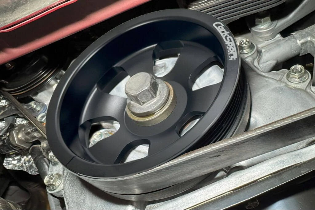Crankshaft pulley installed on Mazda Skyactiv Engine
