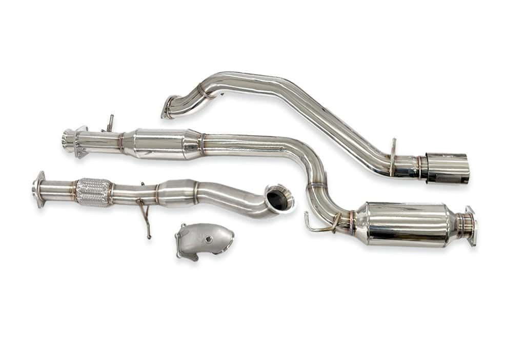 A complete 2007-2009 Mazdaspeed 3 turbo back exhaust system