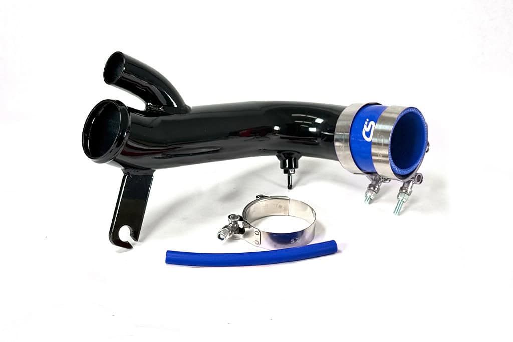 Black Turbo Inlet pipe with blue silicone alternate option