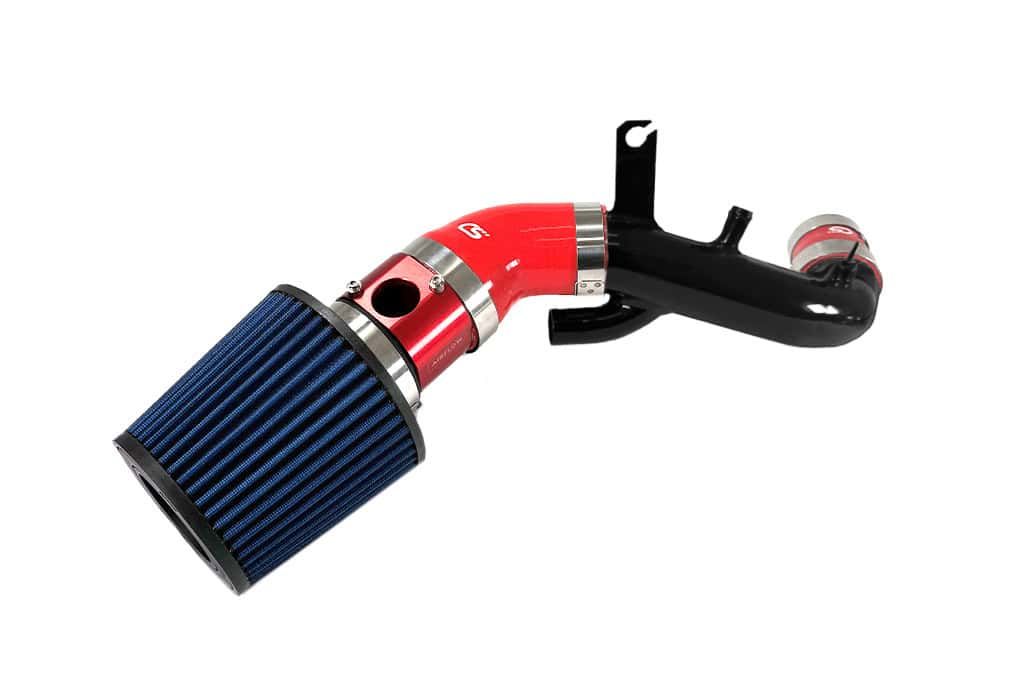 Mazdaspeed 3 Short Ram Stage 2 Power Intake with turbo inlet pipe with blue filter, red MAF, red silicone, black TIP