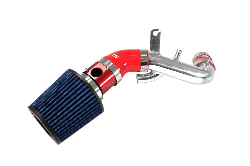 Mazdaspeed 3 Short Ram Stage 2 Power Intake with turbo inlet pipe with blue filter, red MAF, red silicone, polished TIP