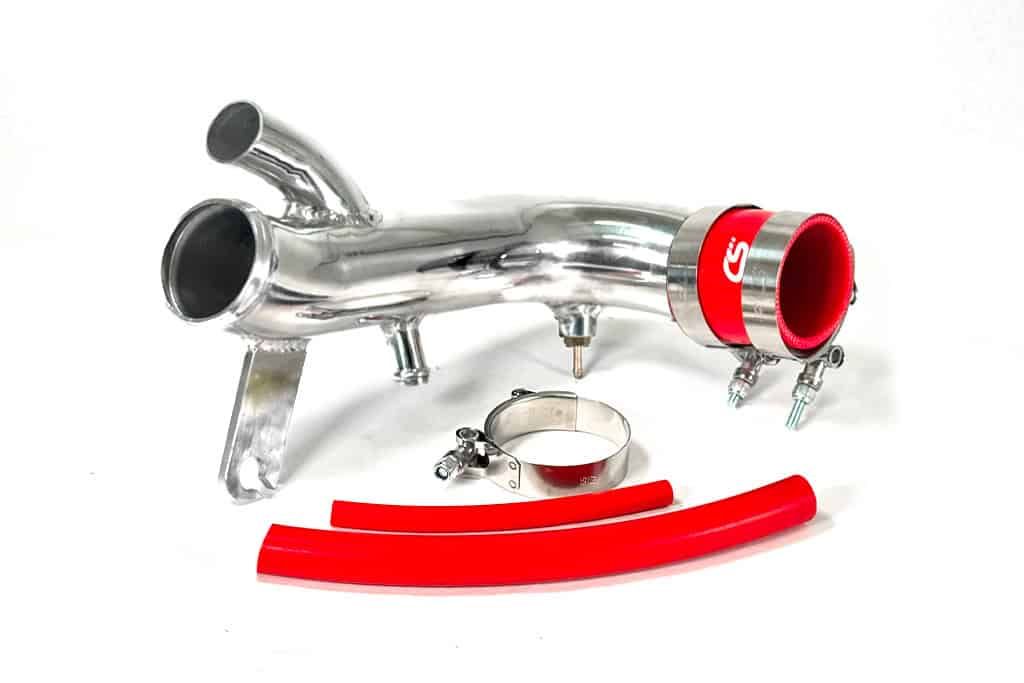 Mazdaspeed 3 turbo inlet pipe with red silicone and breather hose
