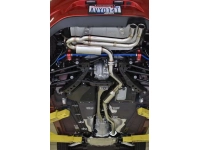 The CorkSport Cat Back Exhaust system replaces the entire exhaust from the first catalytic convertor back.