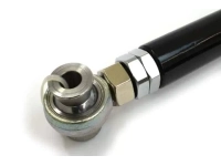 Spherical bearings are used instead of rubber or polyurethane for their superior strength.