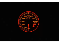 Orange face Mazdaspeed oil temperature gauge.