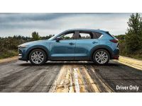 Ride height has a slight forward rake with a driver in the vehicle