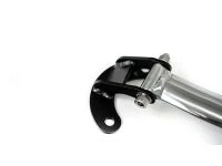 Polished aluminum bar and black powdercoated steel brackets for a simple & stylish look.