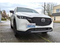 CX-5 License Plate Relocation on a white Mazda CX-5