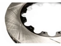 Closeup view of the rotor replacement for Mazda big brake kit