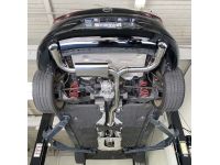 Under carriage view of the Mazda 3 80mm Cat Back Exhaust tips allow you to personalize the look of your exhaust.