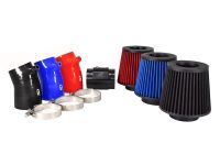 Performance CorkSport dry-flow filter to improve flow and retain reliability in colors red, black, and blue.