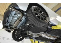 Mazdaspeed 3 Turboback Exhaust resonated view underneath from right angle