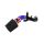 Mazdaspeed 3 short ram intake with turbo inlet pipe with black filter, red MAF, blue silicone, and black inlet pipe